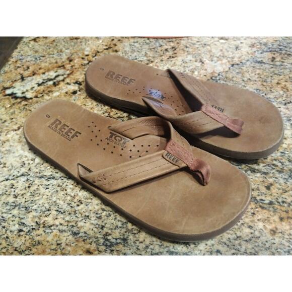Reef Mens Flip-Flops Sandals Brown Slip On TQT Arch Support Bottle Opener 8 - Picture 1 of 9